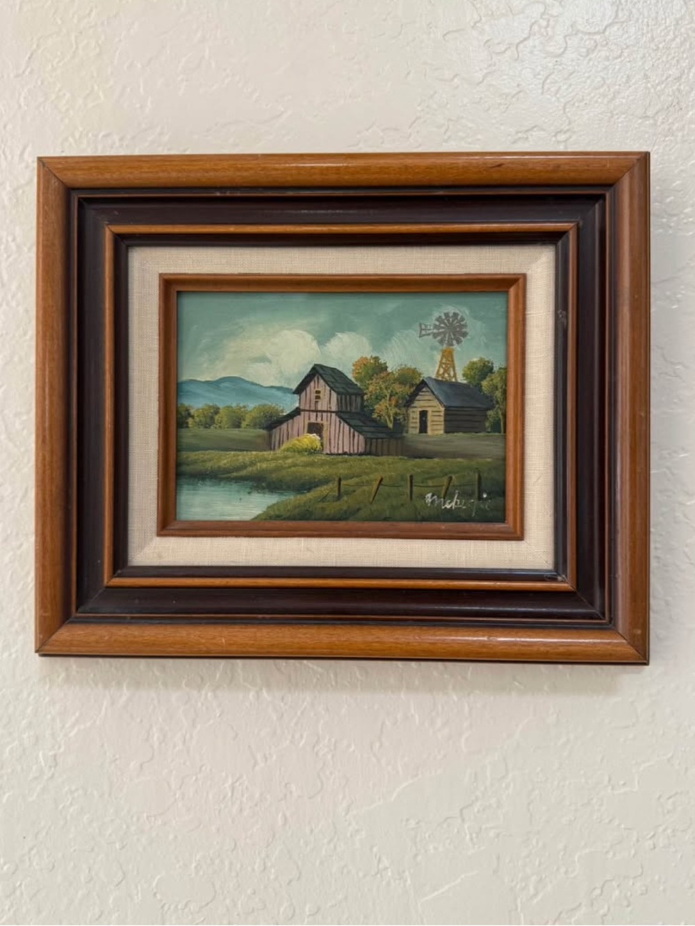 Framed Original Pastoral Farm Landscape Painting